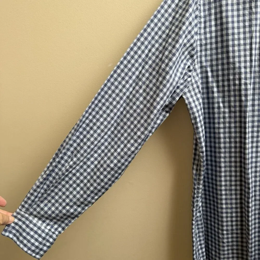Johnnie-O Mens Long Sleeve Button Down Shirt Blue Plaid Surfer Logo Cotton Large